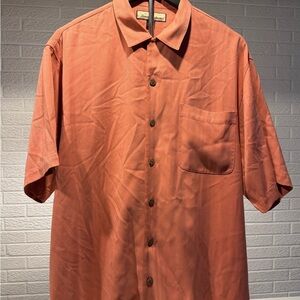 Tommy Bahama Men's Terracotta Button-Down Shirt 100% silk